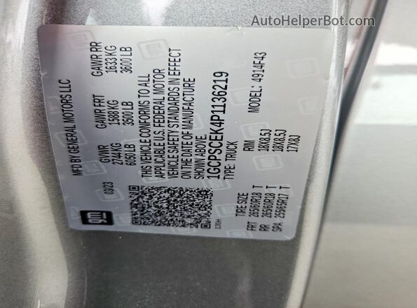 1GCPSCEK4P1136219 2023 CHEVROLET COLORADO Серебряный Вид подкапотного пространства