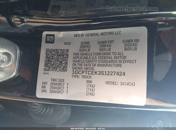 1GCPTCEK3S1227424 2025 CHEVROLET COLORADO Black Շարժիչի բաժամունքի տեսք