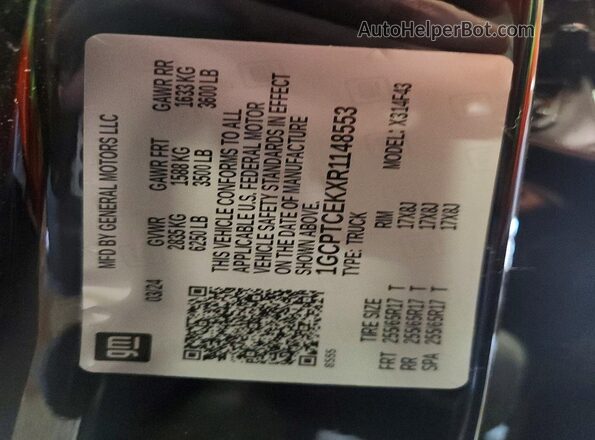 1GCPTCEKXR1148553 2024 CHEVROLET COLORADO Black VIN კოდის სტიკერის ხედი