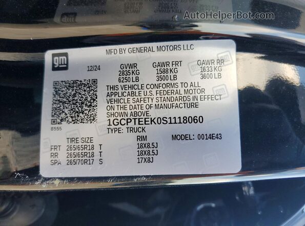 1GCPTEEK0S1118060 2025 CHEVROLET COLORADO Black Вид підкапотного простору