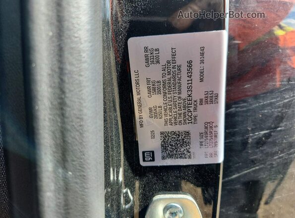 1GCPTEEK3S1143566 2025 CHEVROLET COLORADO Черный Вид наклейки с VIN-кодом