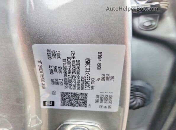 1GCPTEEK4T1103059 2026 CHEVROLET COLORADO Gray Vista del compartimento del motor