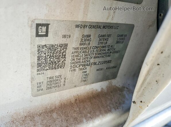 1GCPWAEF9LZ110593 2020 CHEVROLET SILVERADO White Widok komory silnika