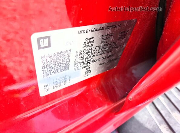 1GCPWCED0LZ153696 2020 CHEVROLET SILVERADO Red Engine compartment view