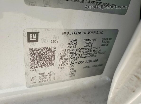 1GCPWCED5LZ161020 2020 CHEVROLET SILVERADO White Widok komory silnika