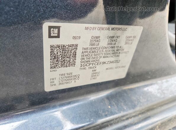1GCPYCEF9KZ346312 2019 CHEVROLET SILVERADO Blue Engine compartment view