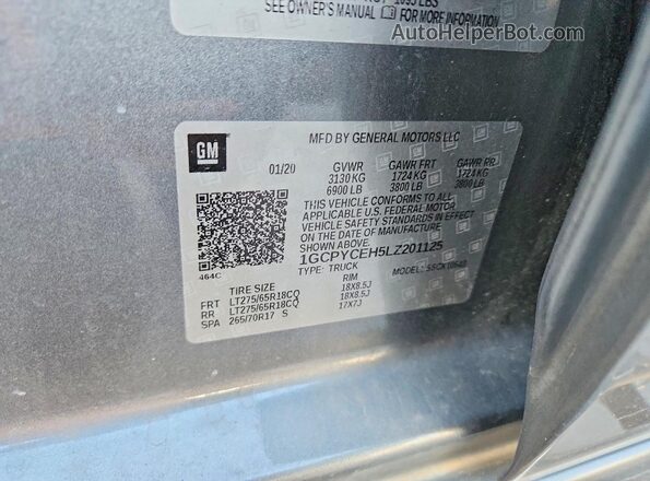 1GCPYCEH5LZ201125 2020 CHEVROLET SILVERADO Gray Vista del compartimento del motor