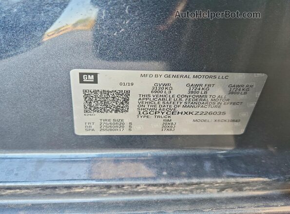 1GCPYCEHXKZ226035 2019 CHEVROLET SILVERADO Charcoal Շարժիչի բաժամունքի տեսք