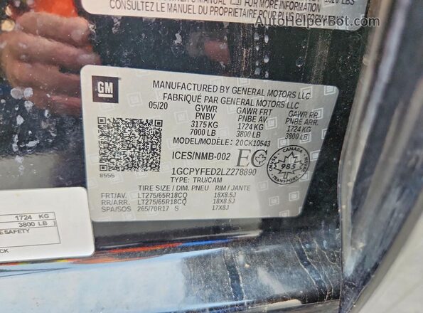 1GCPYFED2LZ278890 2020 CHEVROLET SILVERADO Black Vista del compartimento del motor