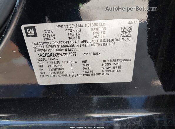 1GCRCNEC6HZ304097 2017 CHEVROLET SILVERADO Black Շարժիչի բաժամունքի տեսք