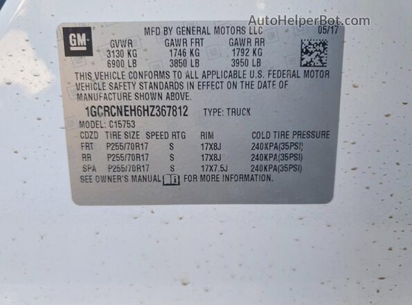 1GCRCNEH6HZ367812 2017 CHEVROLET SILVERADO White Vista del compartimento del motor