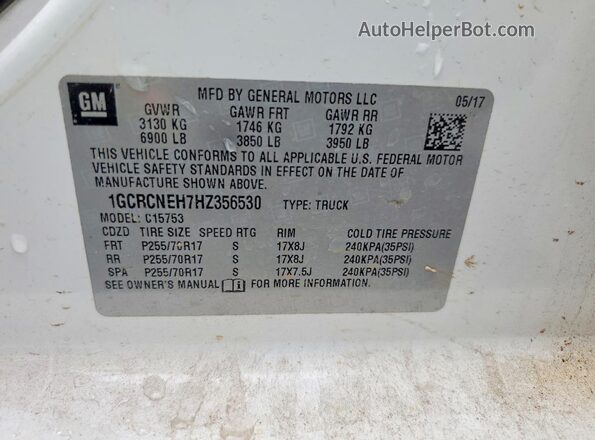 1GCRCNEH7HZ356530 2017 CHEVROLET SILVERADO Белый Вид подкапотного пространства