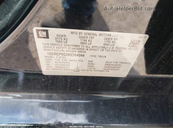 1GCRCPEC2HZ304044 2017 CHEVROLET SILVERADO Black Вид підкапотного простору
