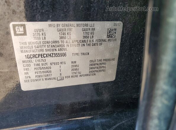 1GCRCPECXHZ355906 2017 CHEVROLET SILVERADO Black 