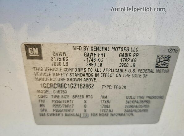 1GCRCREC1GZ162862 2016 CHEVROLET SILVERADO White Vista del compartimento del motor