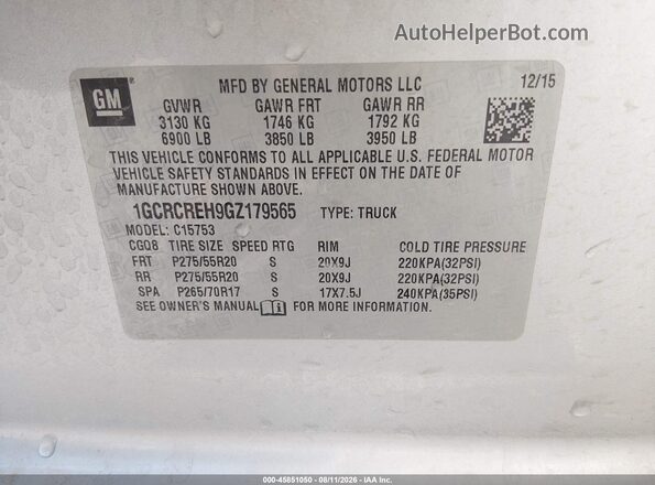 1GCRCREH9GZ179565 2016 CHEVROLET SILVERADO Silver ძრავის განყოფილების ხედი