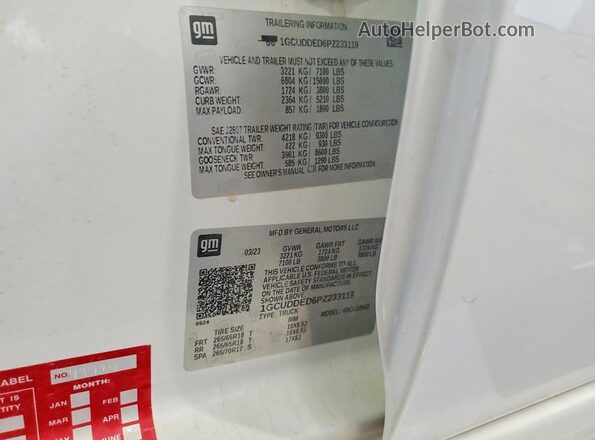 1GCUDDED6PZ233119 2023 CHEVROLET SILVERADO Белый Вид подкапотного пространства
