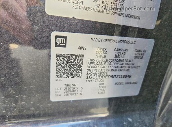 1GCUDDED6RZ118846 2024 CHEVROLET SILVERADO Black Вид наклейки з VIN-кодом