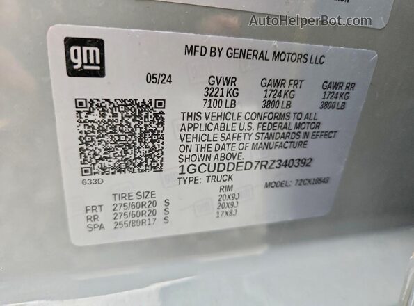 1GCUDDED7RZ340392 2024 CHEVROLET SILVERADO Серый Вид подкапотного пространства