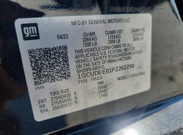 1GCUDEE81PZ262259 2023 CHEVROLET SILVERADO Black Widok komory silnika