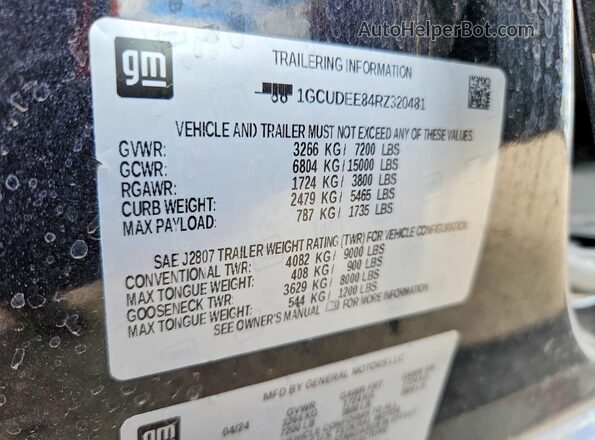 1GCUDEE84RZ320481 2024 CHEVROLET SILVERADO Black Widok naklejki z numerem VIN