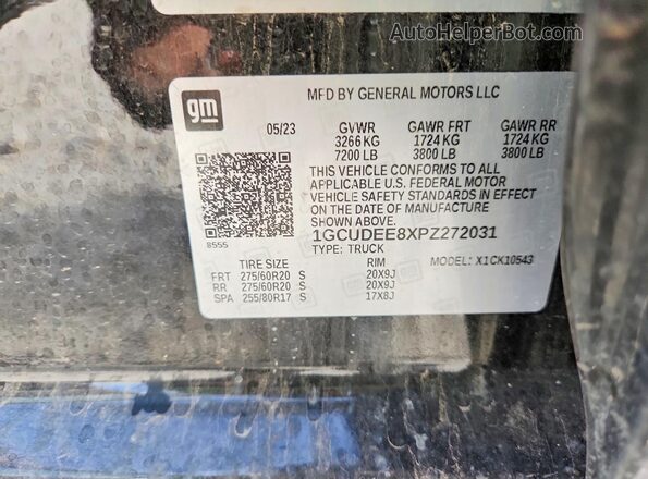 1GCUDEE8XPZ272031 2023 CHEVROLET SILVERADO Black ძრავის განყოფილების ხედი