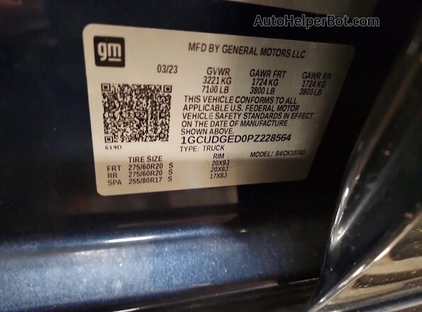 1GCUDGED0PZ228564 2023 CHEVROLET SILVERADO Синий Вид подкапотного пространства