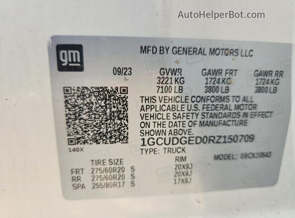 1GCUDGED0RZ150709 2024 CHEVROLET SILVERADO White ძრავის განყოფილების ხედი
