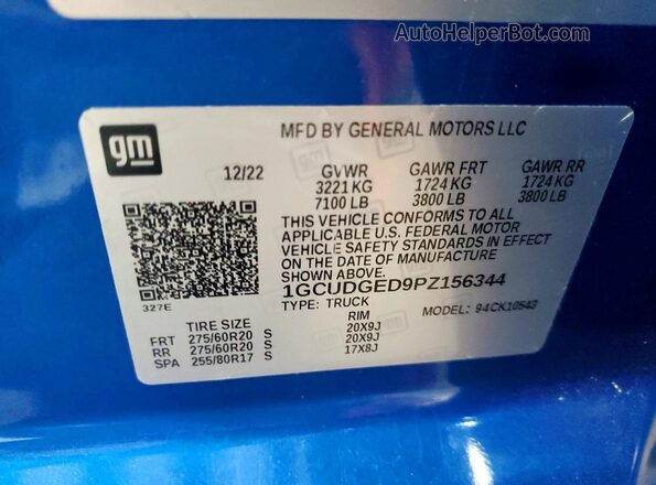 1GCUDGED9PZ156344 2023 CHEVROLET SILVERADO Синий Вид подкапотного пространства