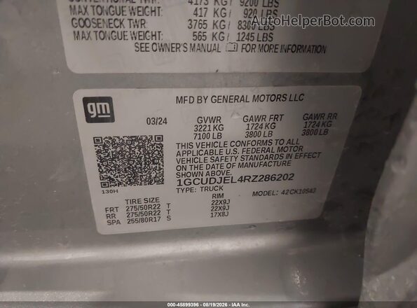 1GCUDJEL4RZ286202 2024 CHEVROLET SILVERADO Silver Շարժիչի բաժամունքի տեսք