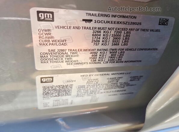 1GCUKEE8XSZ128025 2025 CHEVROLET SILVERADO Gray Vista del compartimento del motor