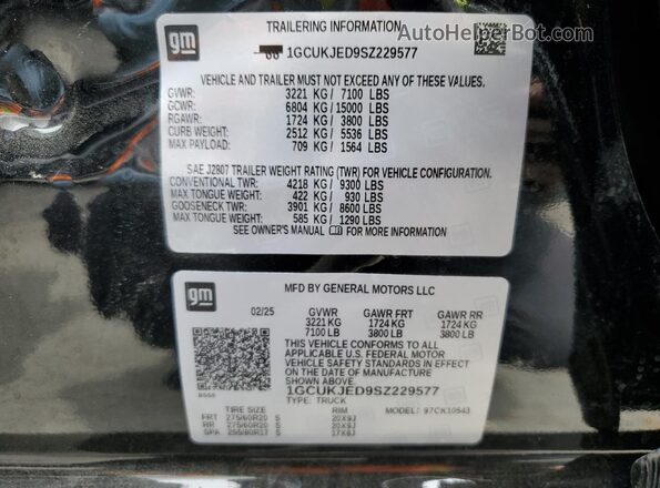 1GCUKJED9SZ229577 2025 CHEVROLET SILVERADO Black ძრავის განყოფილების ხედი