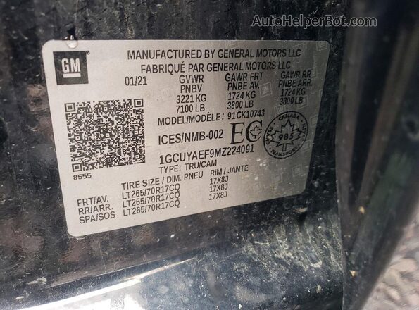 1GCUYAEF9MZ224091 2021 CHEVROLET SILVERADO Black ძრავის განყოფილების ხედი