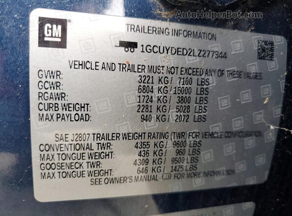 1GCUYDED2LZ277844 2020 CHEVROLET SILVERADO Blue Engine compartment view