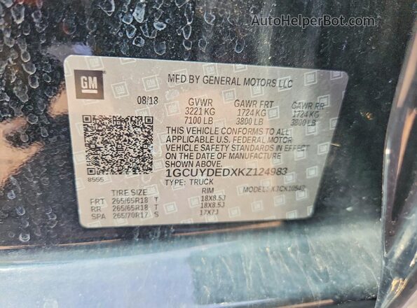 1GCUYDEDXKZ124983 2019 CHEVROLET SILVERADO Black VIN կոդի պիտակի տեսք