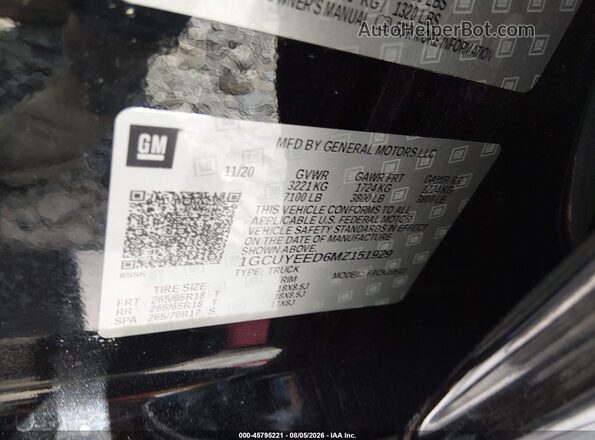 1GCUYEED6MZ151929 2021 CHEVROLET SILVERADO Черный Вид подкапотного пространства