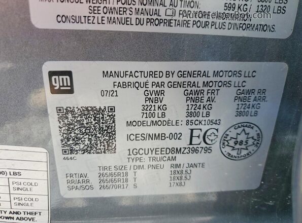 1GCUYEED8MZ396795 2021 CHEVROLET SILVERADO Blue Вид підкапотного простору