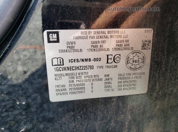 1GCVKNEC3HZ225780 2017 CHEVROLET SILVERADO Black ძრავის განყოფილების ხედი