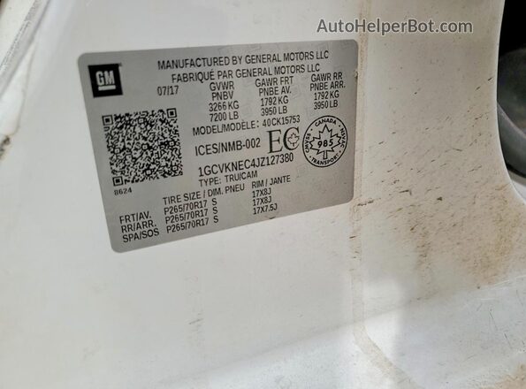 1GCVKNEC4JZ127380 2018 CHEVROLET SILVERADO White Engine compartment view