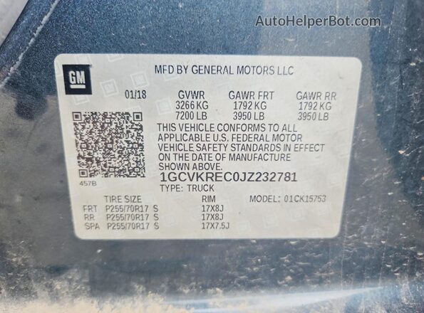 1GCVKREC0JZ232781 2018 CHEVROLET SILVERADO Gray Engine compartment view