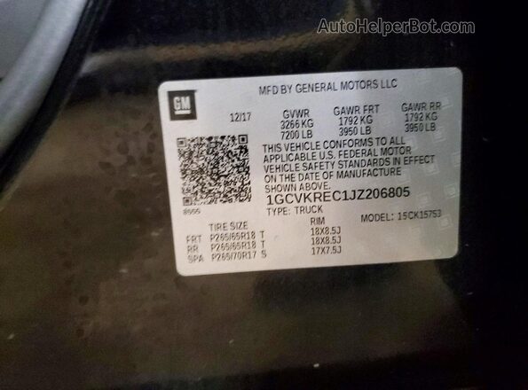 1GCVKREC1JZ206805 2018 CHEVROLET SILVERADO Black Engine compartment view
