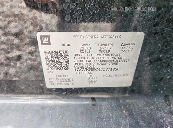 1GCVKREC4JZ371330 2018 CHEVROLET SILVERADO Черный Вид подкапотного пространства