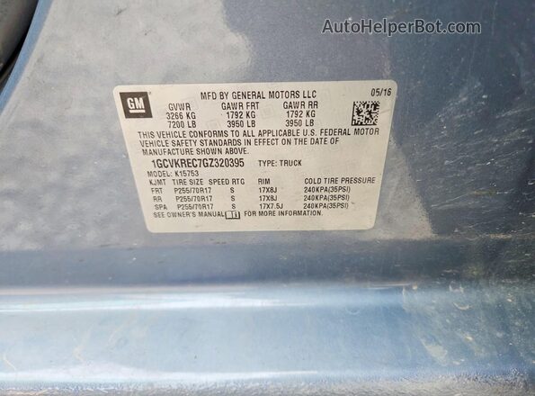 1GCVKREC7GZ320395 2016 CHEVROLET SILVERADO Blue Engine compartment view