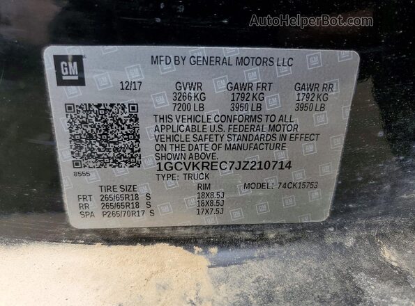 1GCVKREC7JZ210714 2018 CHEVROLET SILVERADO Black Շարժիչի բաժամունքի տեսք