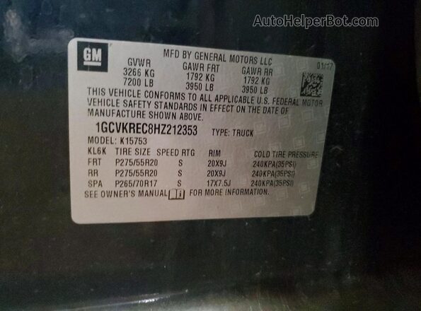 1GCVKREC8HZ212353 2017 CHEVROLET SILVERADO Black Շարժիչի բաժամունքի տեսք