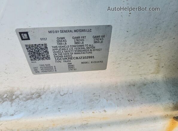 1GCVKREC8JZ102991 2018 CHEVROLET SILVERADO White Вид підкапотного простору