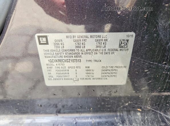 1GCVKRECXGZ107313 2016 CHEVROLET SILVERADO Charcoal VIN კოდის სტიკერის ხედი