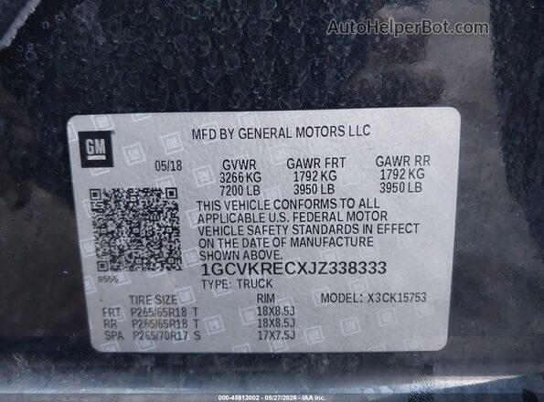1GCVKRECXJZ338333 2018 CHEVROLET SILVERADO Черный Вид подкапотного пространства
