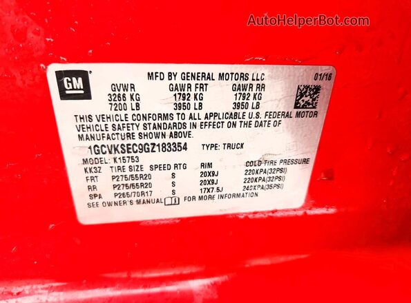 1GCVKSEC9GZ183354 2016 CHEVROLET SILVERADO Red Engine compartment view