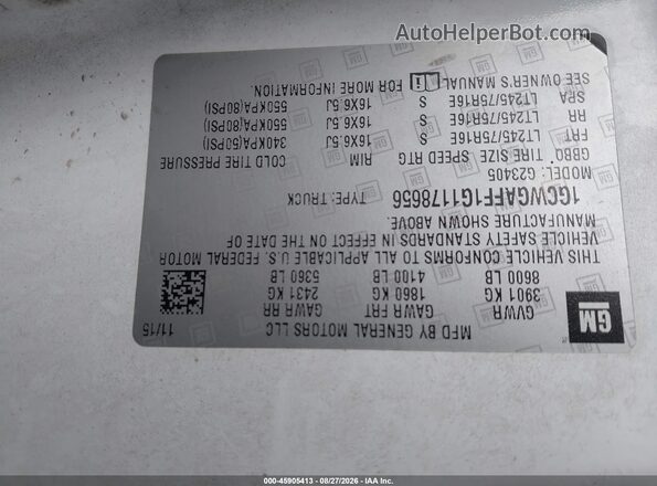 1GCWGAFF1G1178656 2016 CHEVROLET EXPRESS White Շարժիչի բաժամունքի տեսք